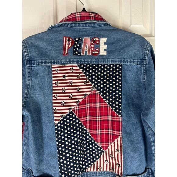 Tantrums Womens Fourth of July Patriot Jean Jacket Stars N Stripes Small - Picture 6 of 7